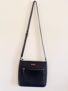 Kate Spade Black Crossbody Shoulder Bag with Front Zip Pocket